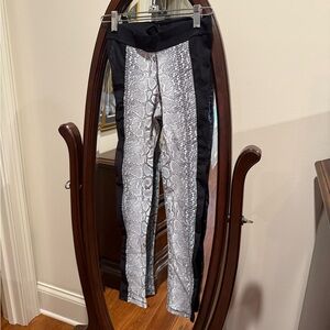 Blue Life Black and White Snakeskin Leggings with Mesh Sides
